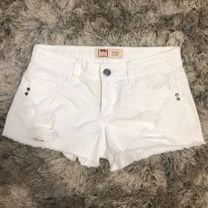 White jean shorts